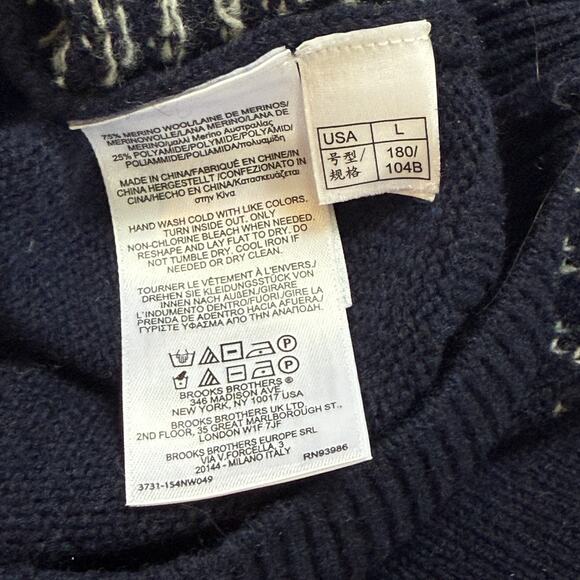 Brooks Brothers Extra Fine Italian Merino Wool Sweater Vest Navy Blue Men's L - Picture 4 of 4